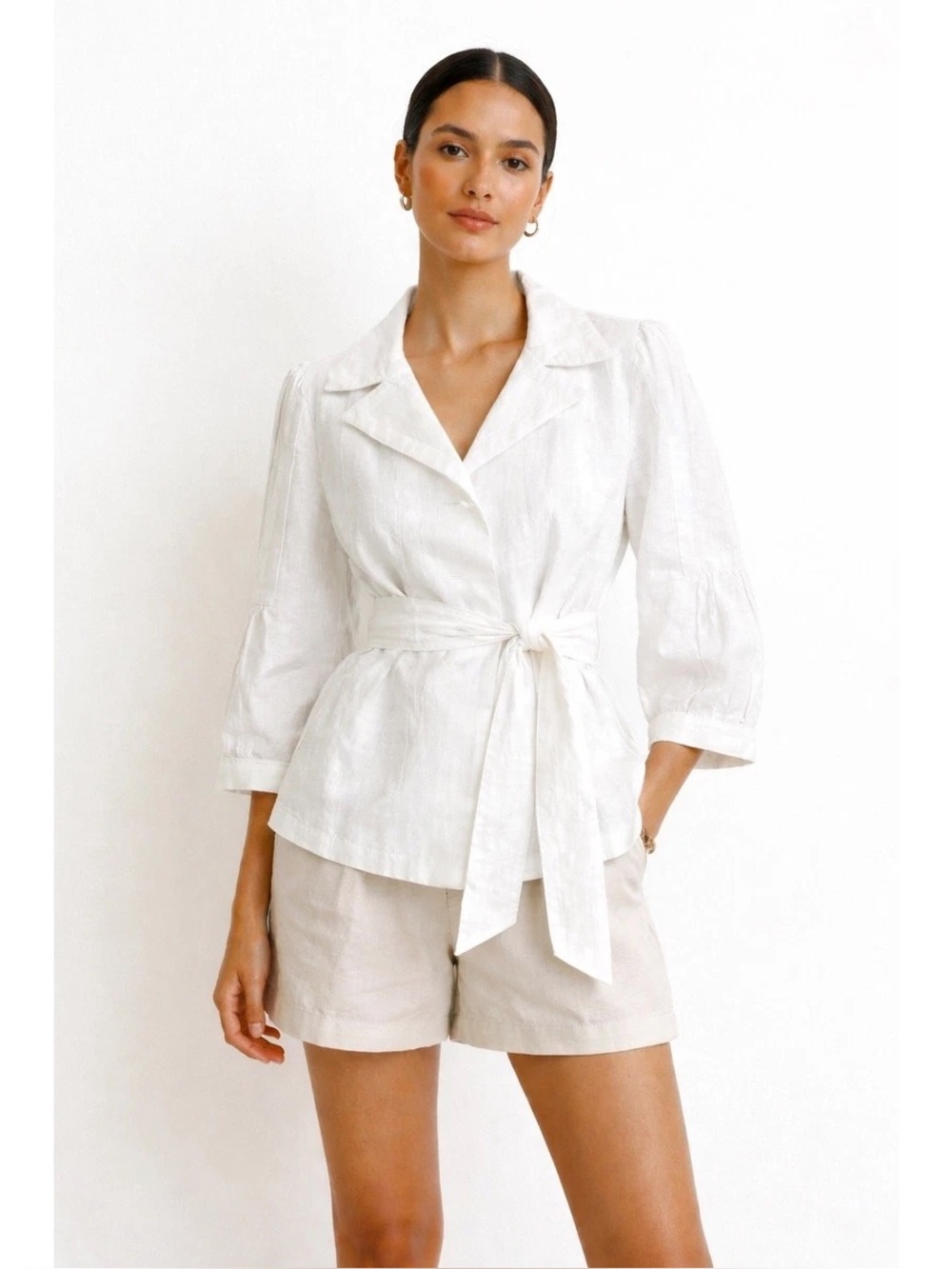 ZARA 100% Linen Blazer with Belt